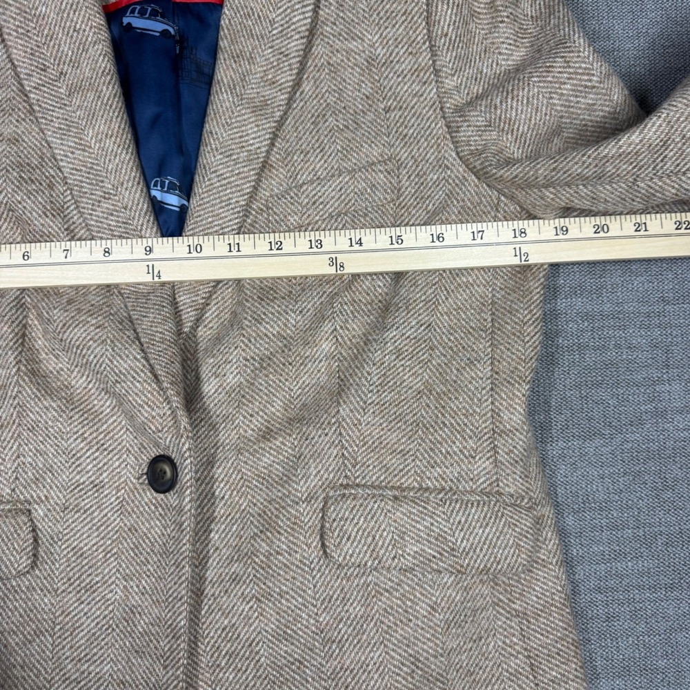 Boden British Tweed Wool Blazer Tan Herringbone Abraham Moon London Lining US 8R - Picture 8 of 13